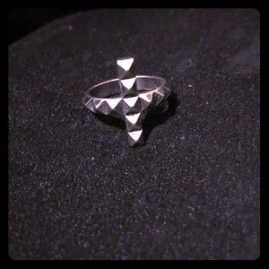 Silver Studded Cross Ring